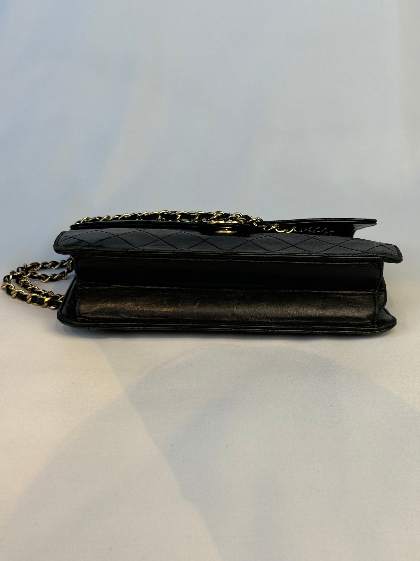 Chanel Vintage Black Lambskin Chain Flap Bag