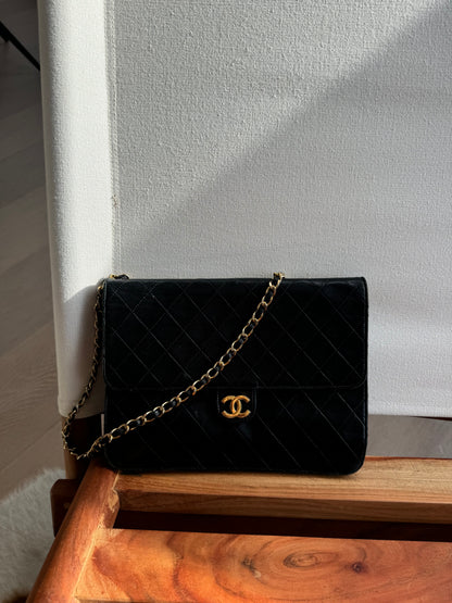 Chanel Vintage Black Lambskin Chain Flap Bag