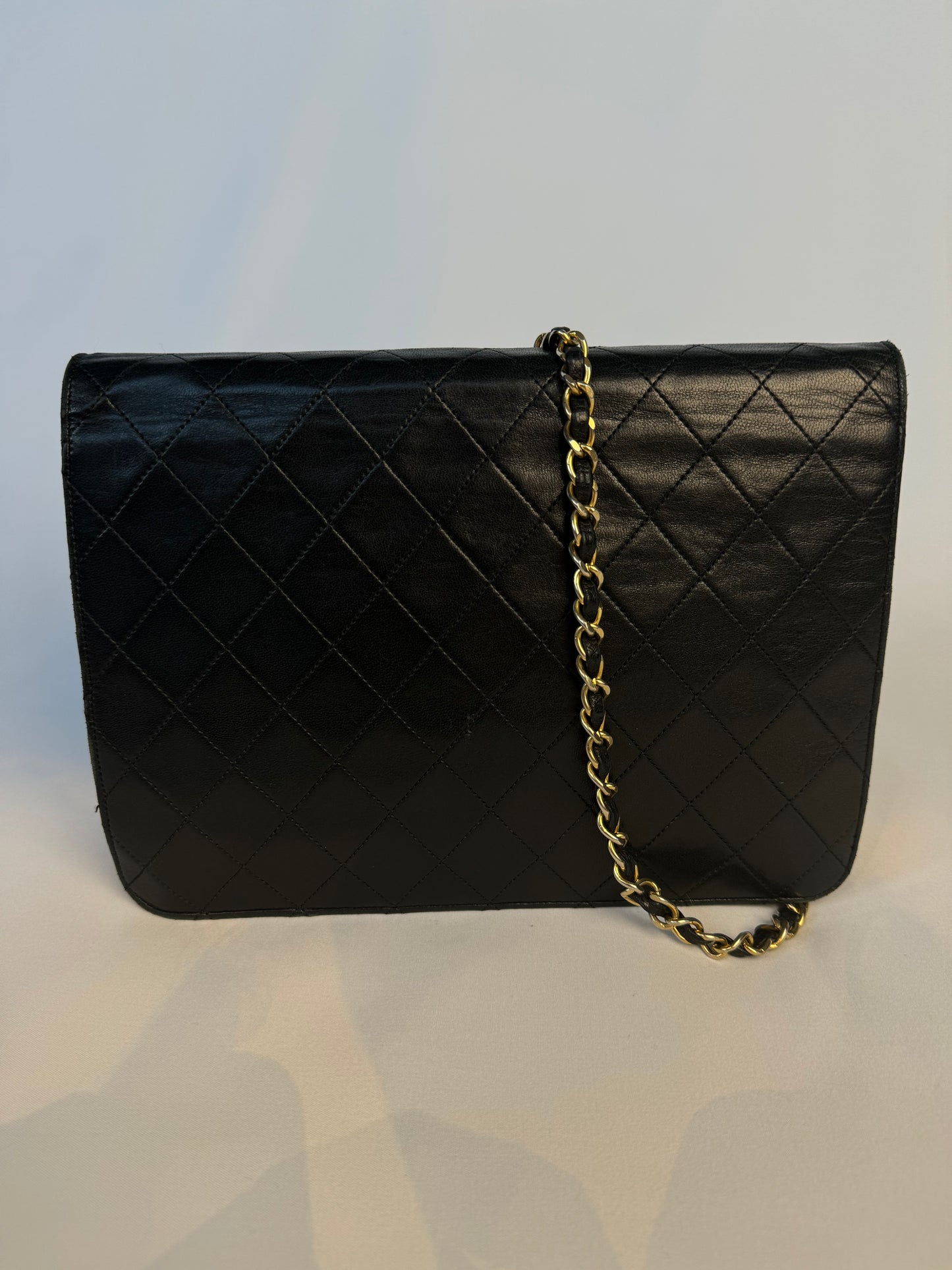 Chanel Vintage Black Lambskin Chain Flap Bag