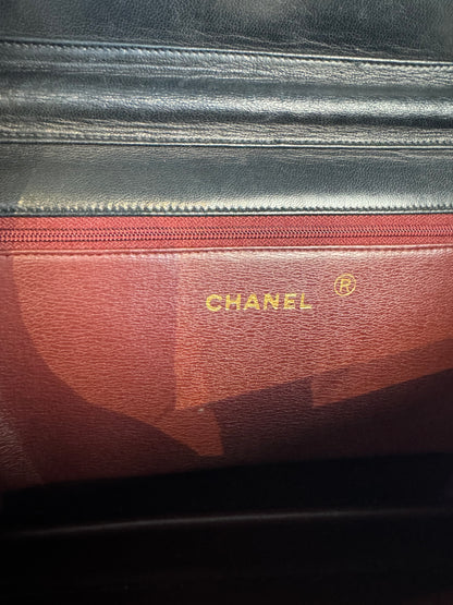 Chanel Vintage Black Lambskin Chain Flap Bag